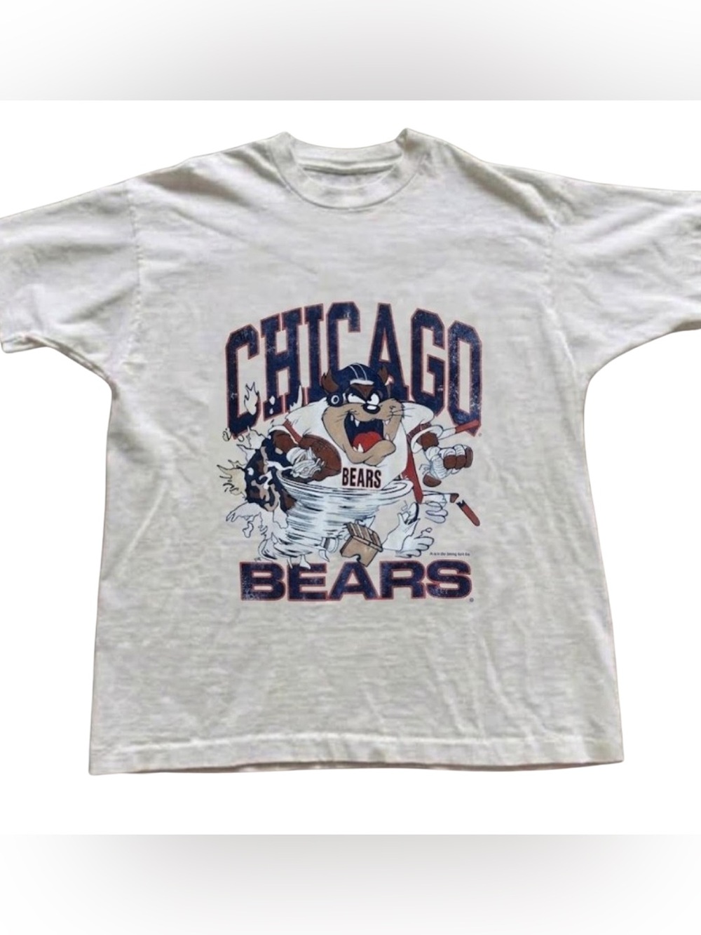 Gildan White Chicago Bears Graphic Tee with Mascot, Game Day Football Tee